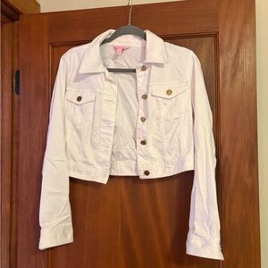Lilly Pulitzer white cropped jean jacket 6